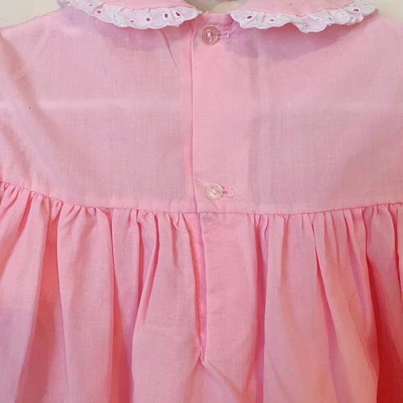 Vintage 70s 2Pc Pink White Apron Prairie Dress Size 3T - Picture 8 of 10